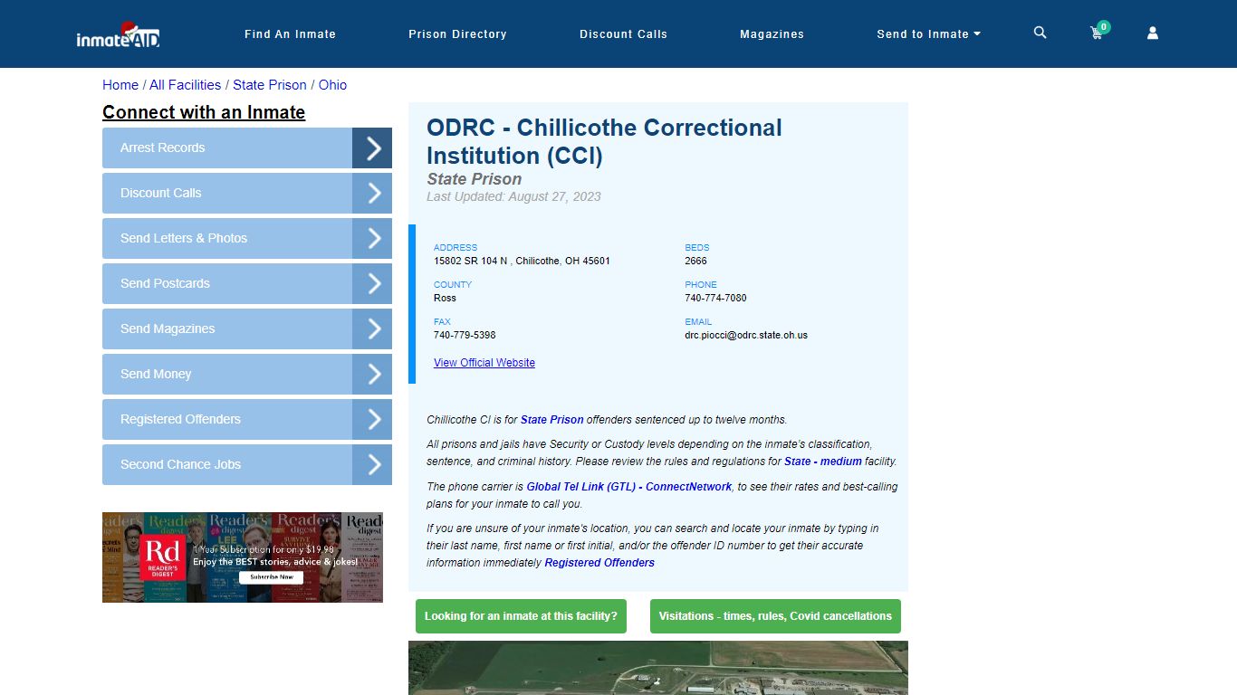 ODRC - Chillicothe Correctional Institution (CCI) & Inmate Search ...