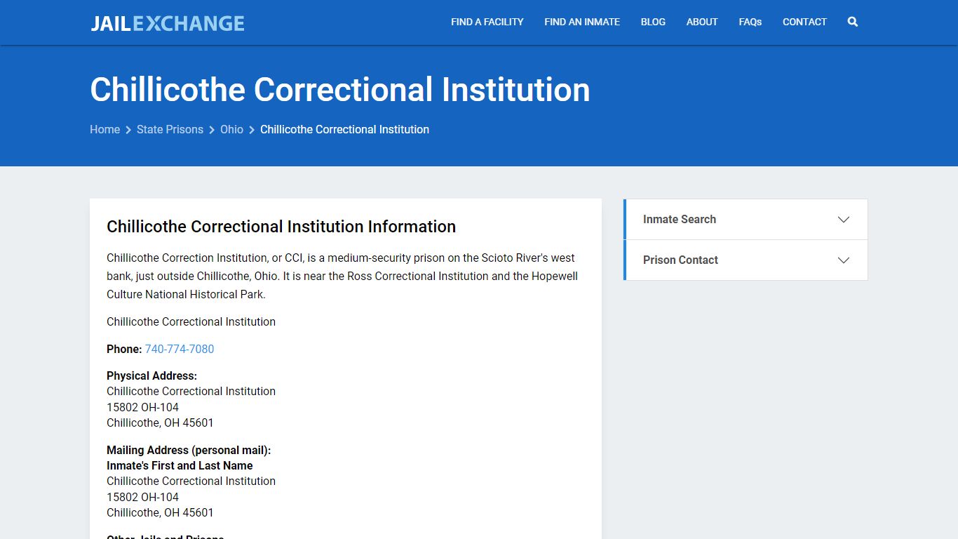 Chillicothe Correctional Institution Inmate Search, OH - Jail Exchange